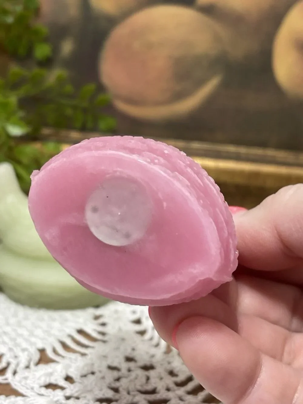 Chicken Hen On Nest Candle Set Of 3 Pink Green Purple 2 Inch